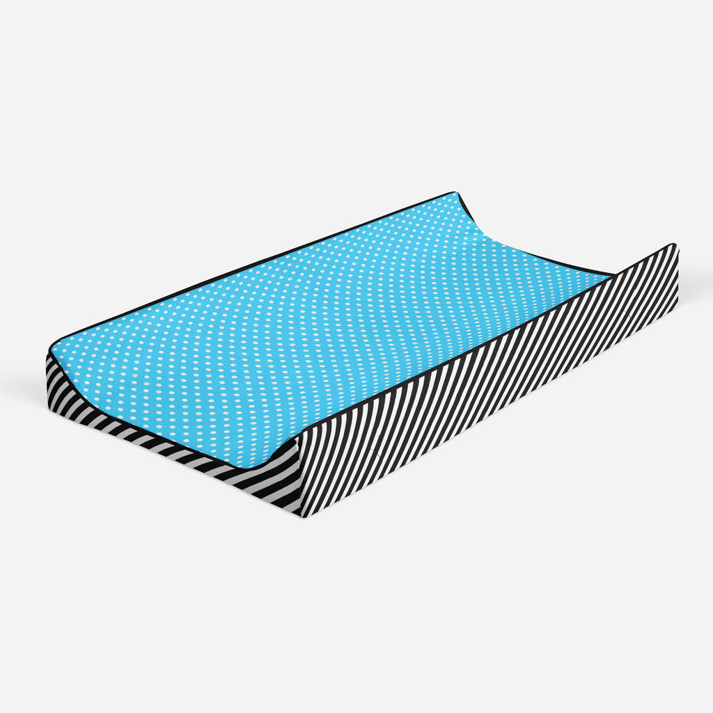 Love Aztec Black/Aqua Neutral Quilted Changing Pad Cover - Bacati - Changing pad cover - Bacati