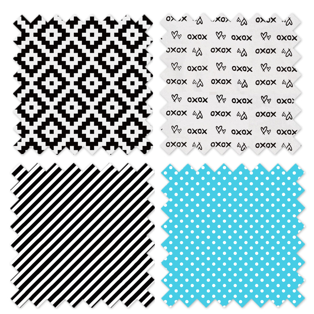 Long/Small Crib Rail Guard Covers Cotton Love Aztec, Black/Aqua - Bacati - Crib Rail Guard - Bacati