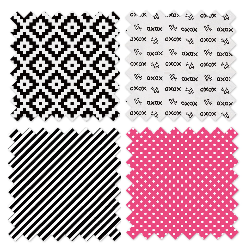 Crib Rail Guard Covers Cotton Love Aztec, Black/Fuchsia - Bacati - Crib Rail Guard - Bacati