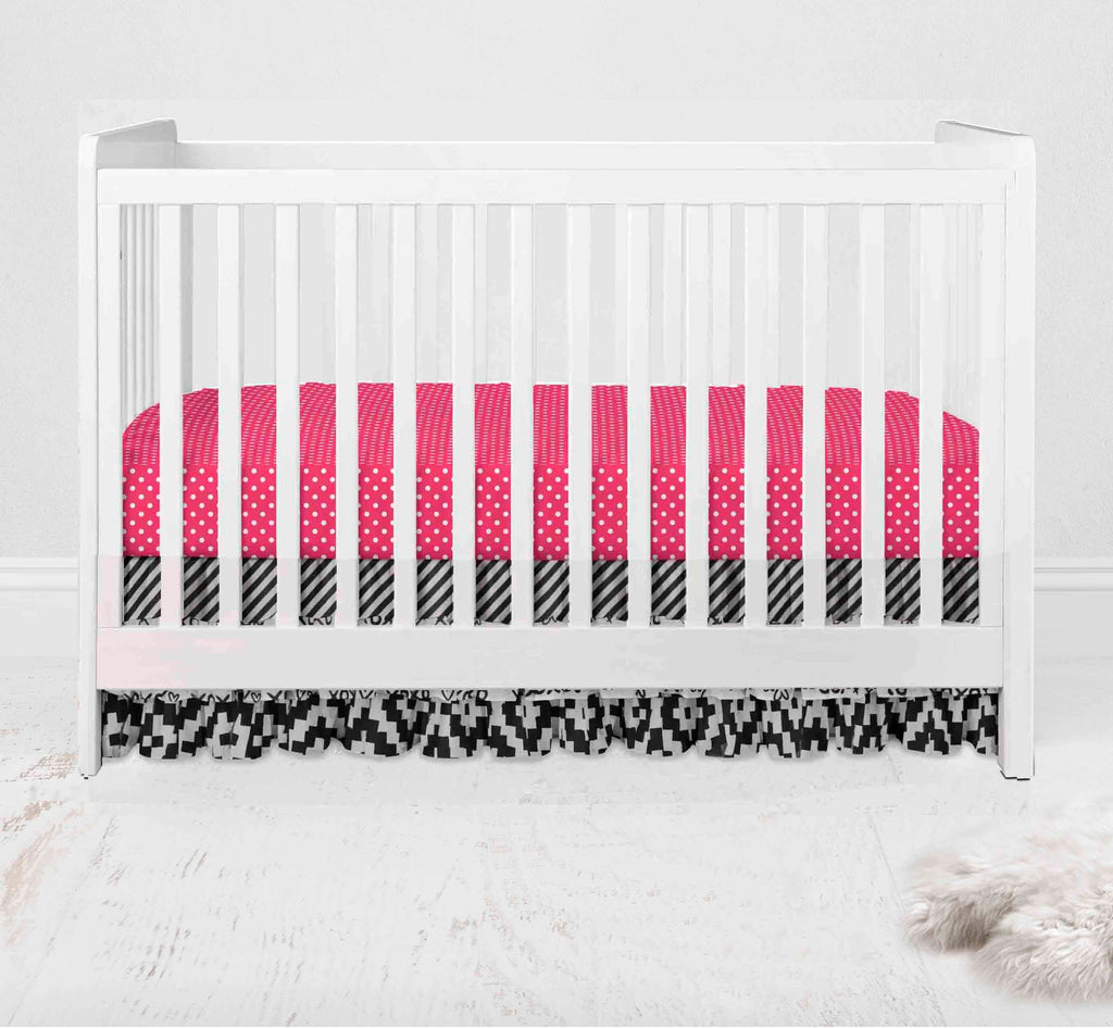 Love Aztec Black/Fuchsia Girls Crib Bedding Set - Bacati - Crib Bedding Set - Bacati