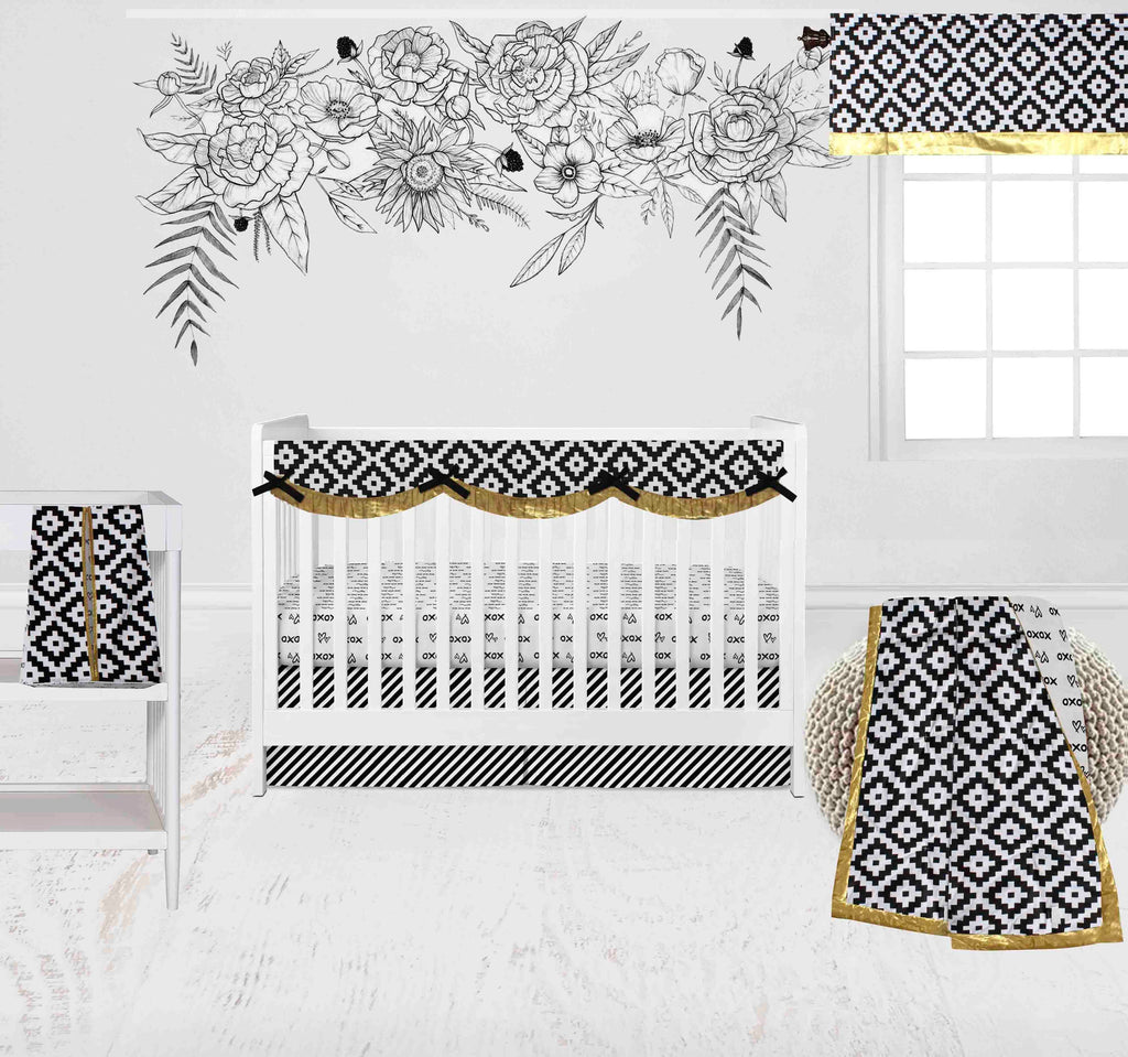 Love Aztec Black/Gold Crib Bedding Set - Bacati - Crib Bedding Set - Bacati