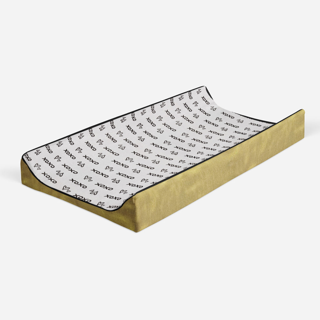 Love Aztec Black/Gold Neutral Quilted Changing Pad Cover - Bacati - Changing pad cover - Bacati
