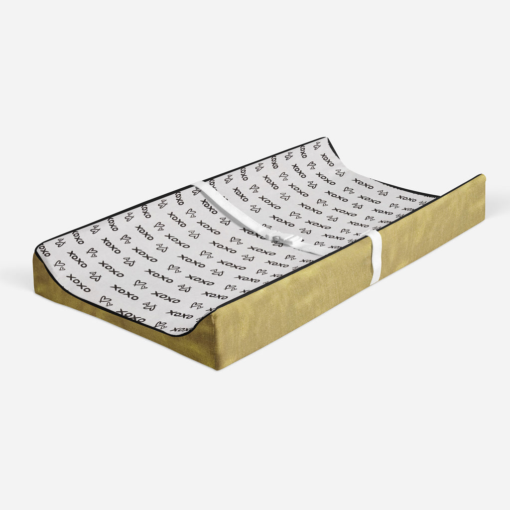 Love Aztec Black/Gold Neutral Quilted Changing Pad Cover - Bacati - Changing pad cover - Bacati