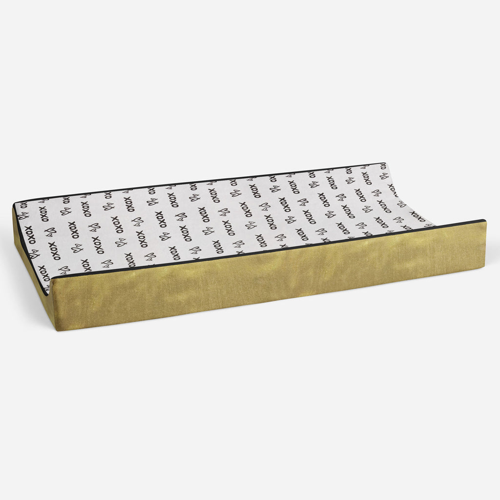 Love Aztec Black/Gold Neutral Quilted Changing Pad Cover - Bacati - Changing pad cover - Bacati