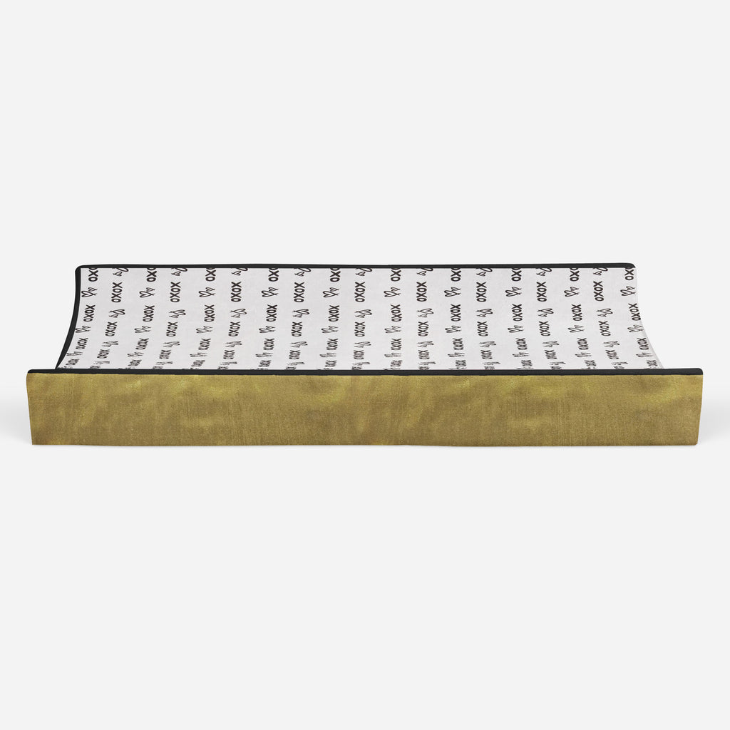 Love Aztec Black/Gold Neutral Quilted Changing Pad Cover - Bacati - Changing pad cover - Bacati