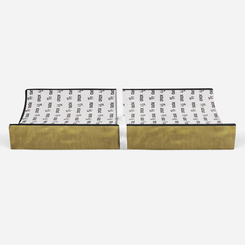 Love Aztec Black/Gold Neutral Quilted Changing Pad Cover - Bacati - Changing pad cover - Bacati