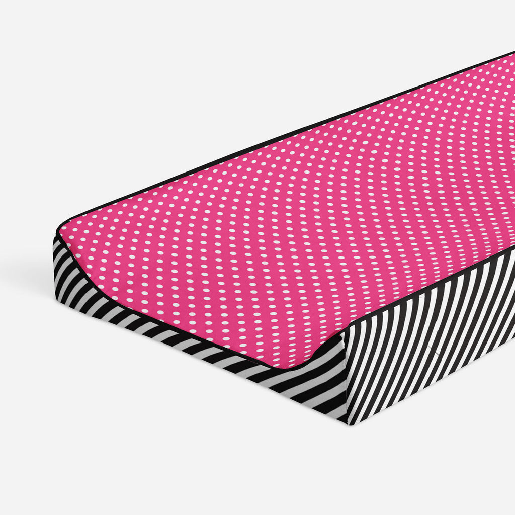 Love Aztec Black/Fuchsia Girls Quilted Changing Pad Cover - Bacati - Changing pad cover - Bacati