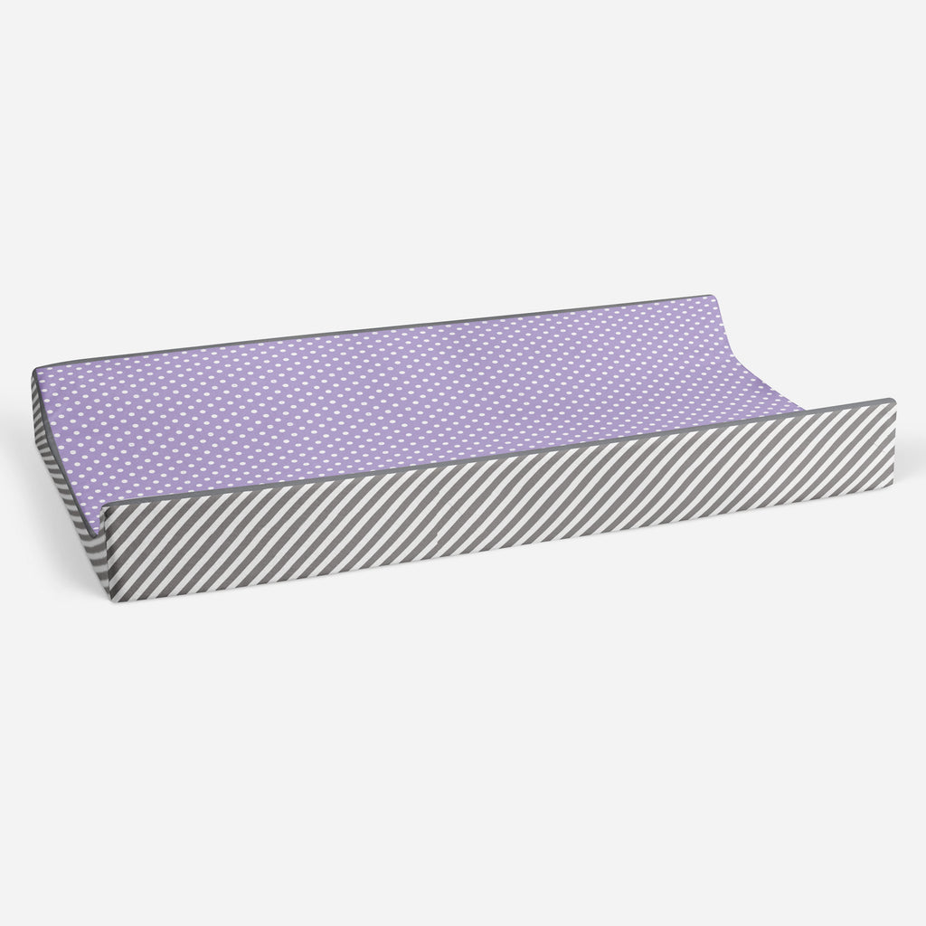 Love Aztec Grey/Lilac Girls Quilted Changing Pad Cover - Bacati - Changing pad cover - Bacati