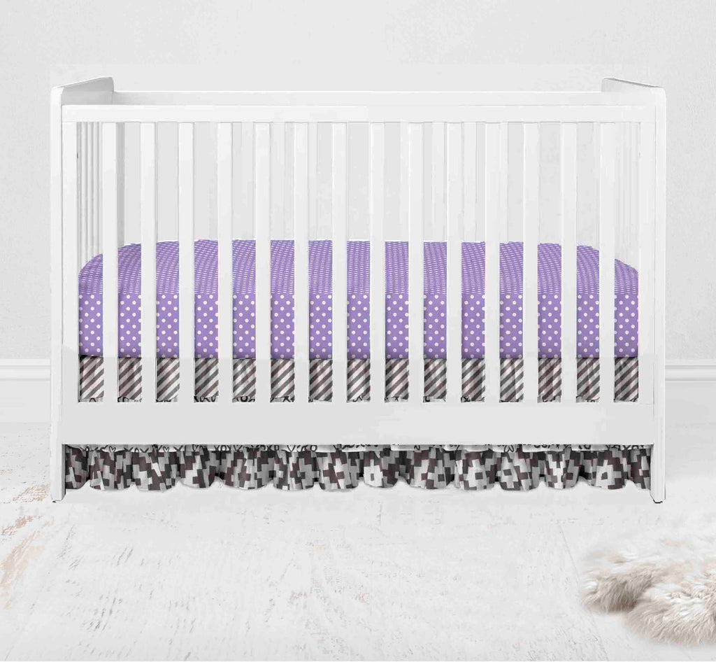 Love Aztec Grey/Purple Girls Crib Bedding Set - Bacati - Crib Bedding Set - Bacati