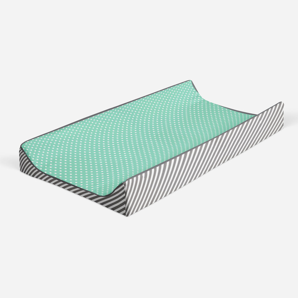 Love Aztec Grey/Mint Neutral Quilted Changing Pad Cover - Bacati - Changing pad cover - Bacati