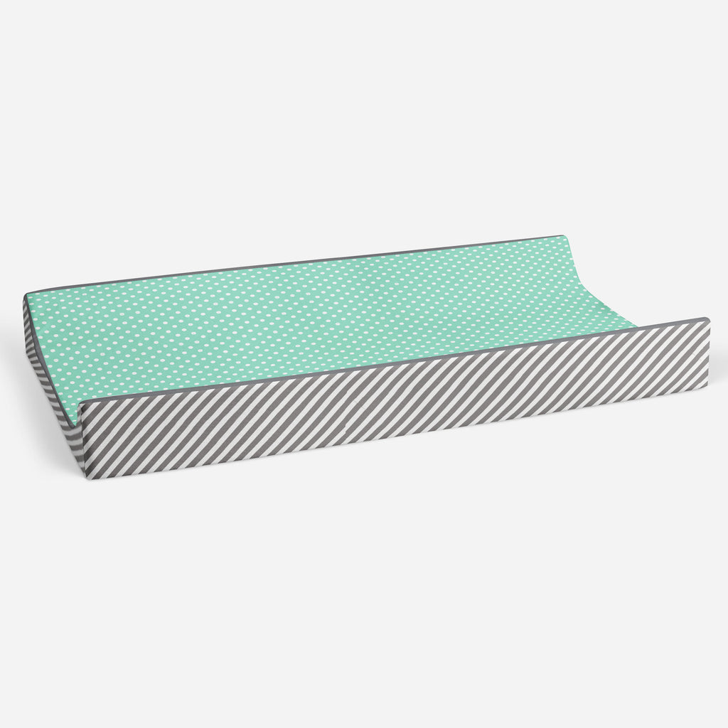 Love Aztec Grey/Mint Neutral Quilted Changing Pad Cover - Bacati - Changing pad cover - Bacati