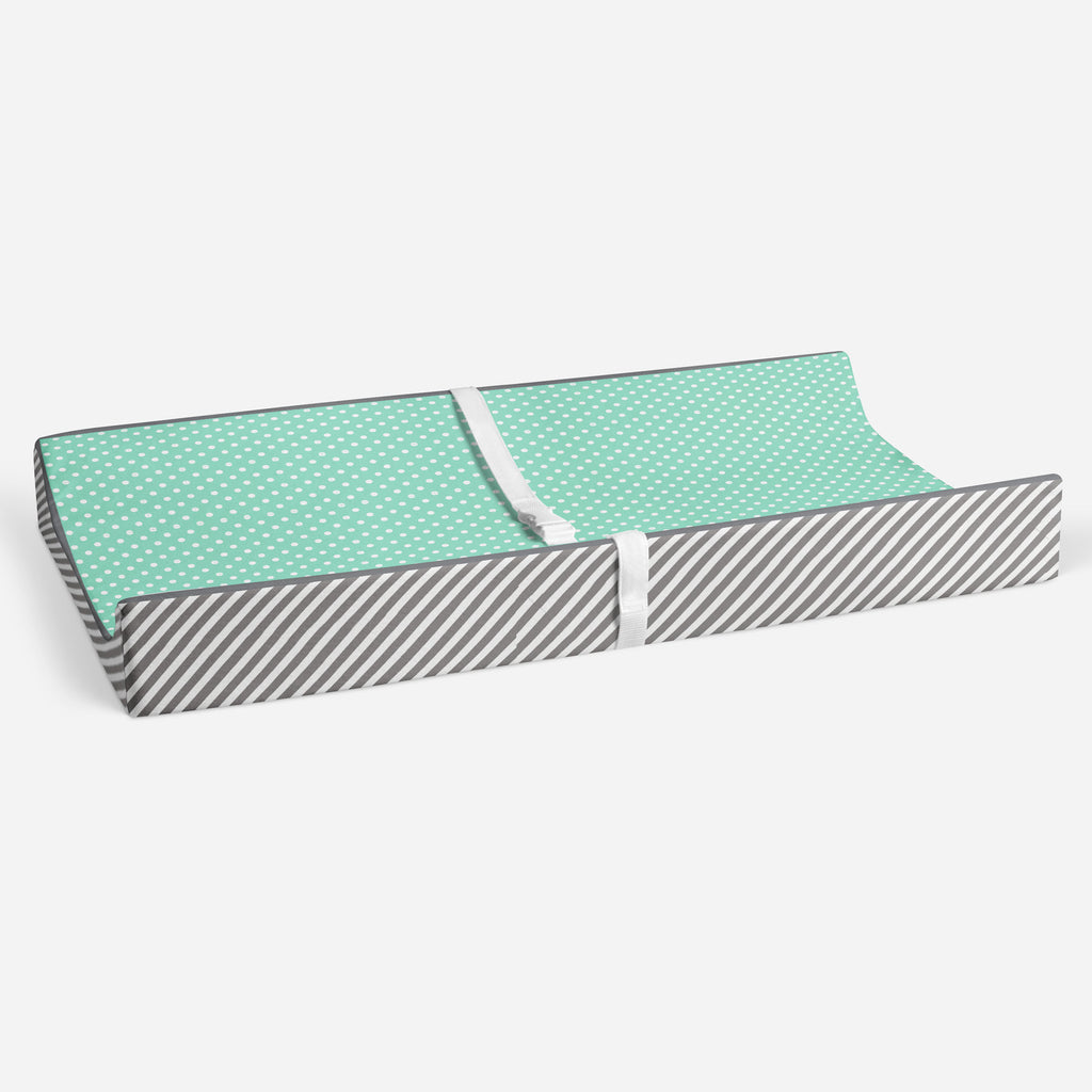 Love Aztec Grey/Mint Neutral Quilted Changing Pad Cover - Bacati - Changing pad cover - Bacati