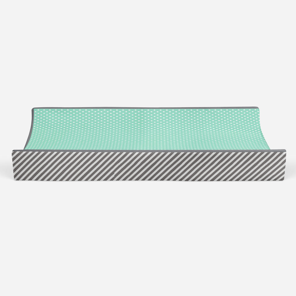 Love Aztec Grey/Mint Neutral Quilted Changing Pad Cover - Bacati - Changing pad cover - Bacati