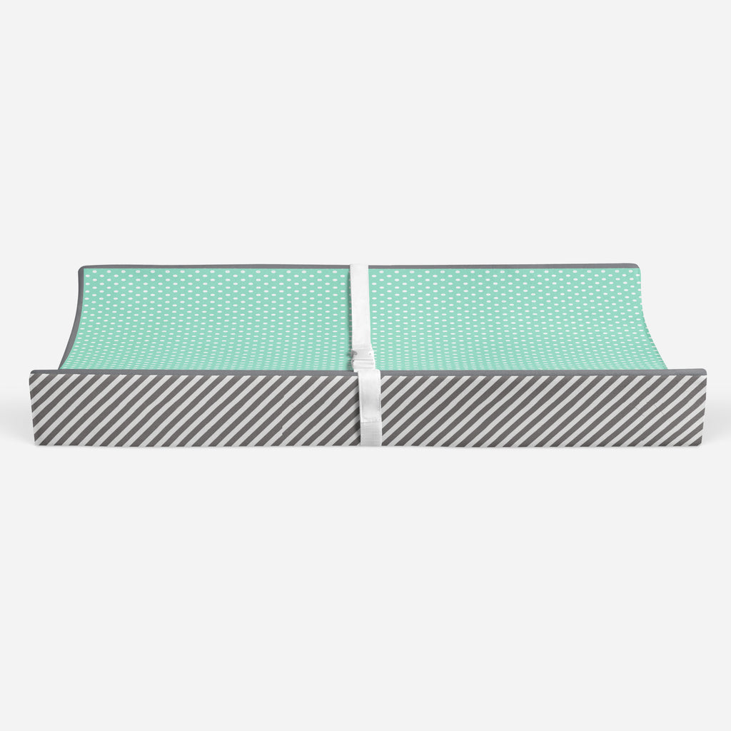 Love Aztec Grey/Mint Neutral Quilted Changing Pad Cover - Bacati - Changing pad cover - Bacati