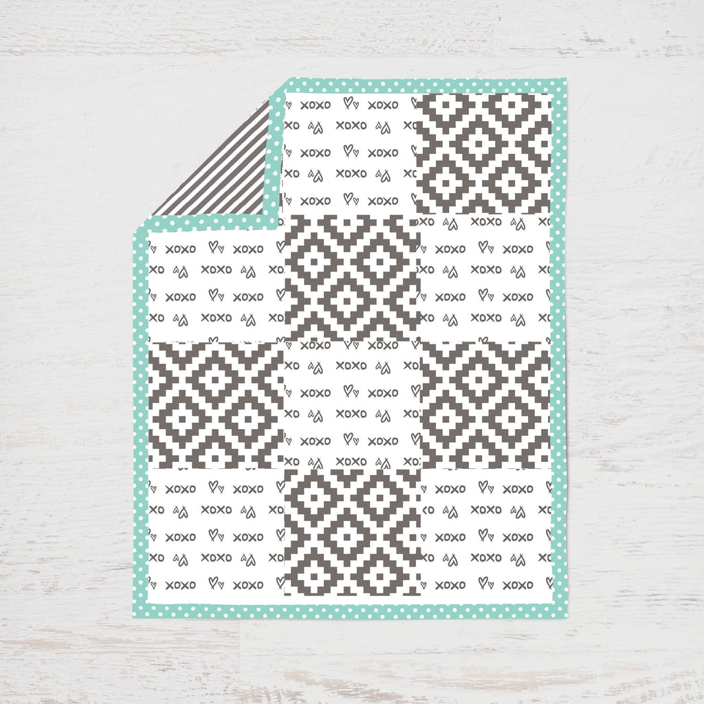 Love Aztec Grey/Mint Neutral Crib Bedding Set - Bacati - Crib Bedding Set - Bacati