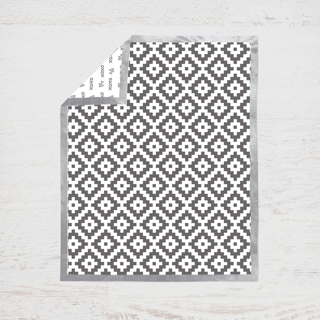 Love Aztec Grey/Silver Neutral Crib Bedding Set - Bacati - Crib Bedding Set - Bacati