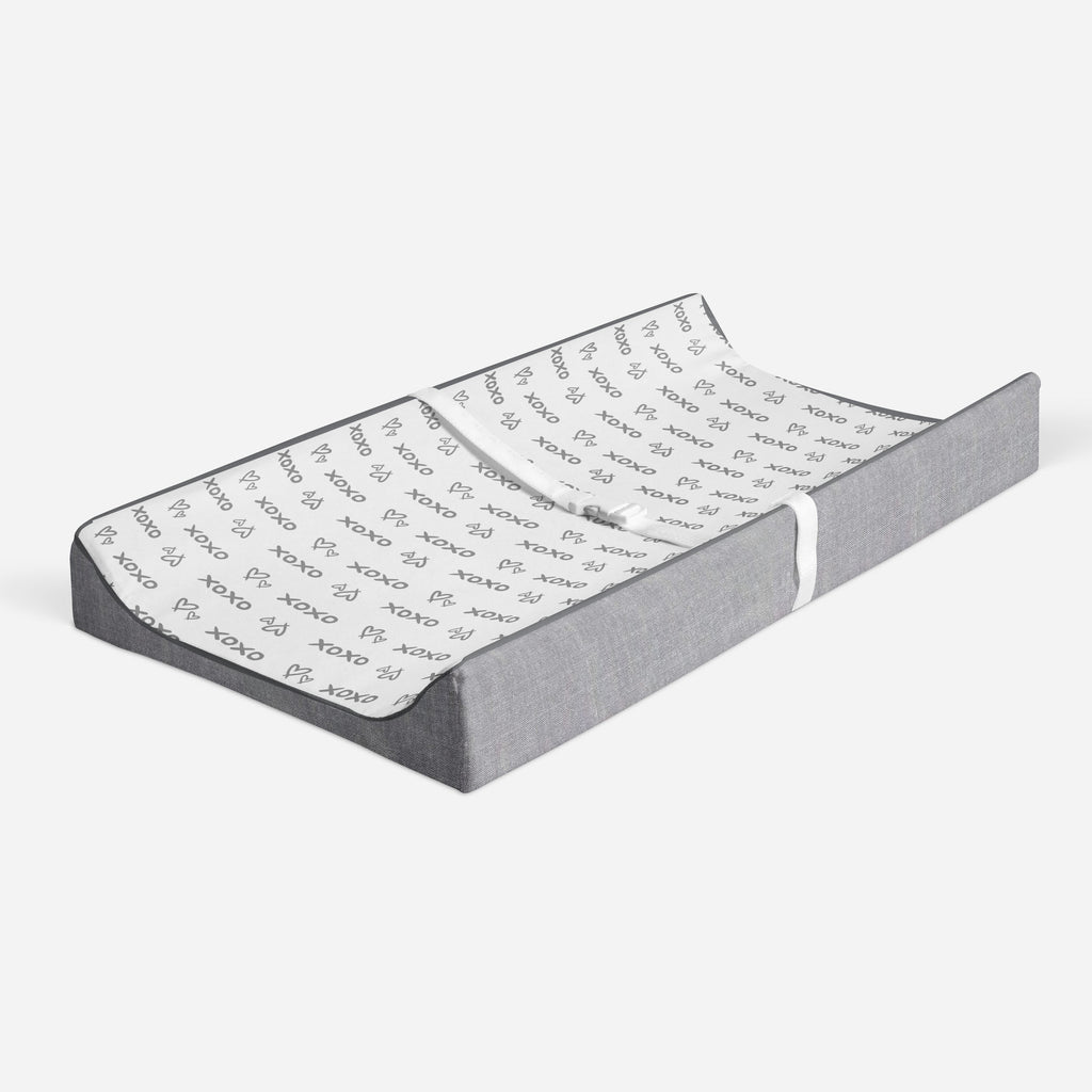 Love Aztec Grey/Silver Neutral Quilted Changing Pad Cover - Bacati - Changing pad cover - Bacati