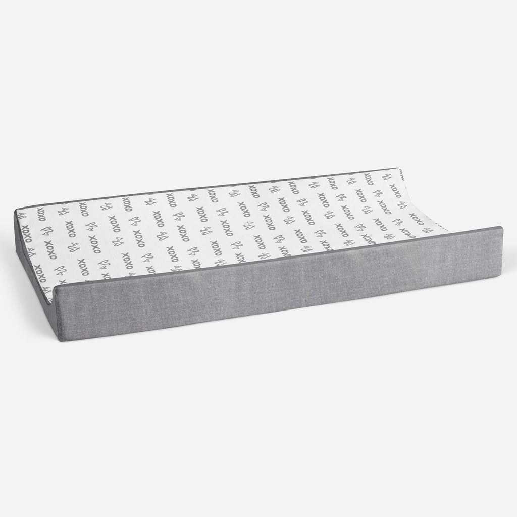 Love Aztec Grey/Silver Neutral Quilted Changing Pad Cover - Bacati - Changing pad cover - Bacati