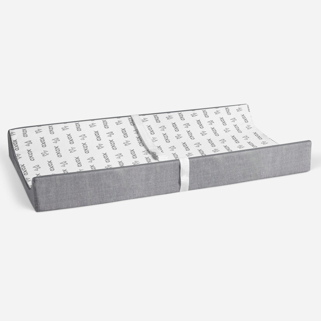 Love Aztec Grey/Silver Neutral Quilted Changing Pad Cover - Bacati - Changing pad cover - Bacati