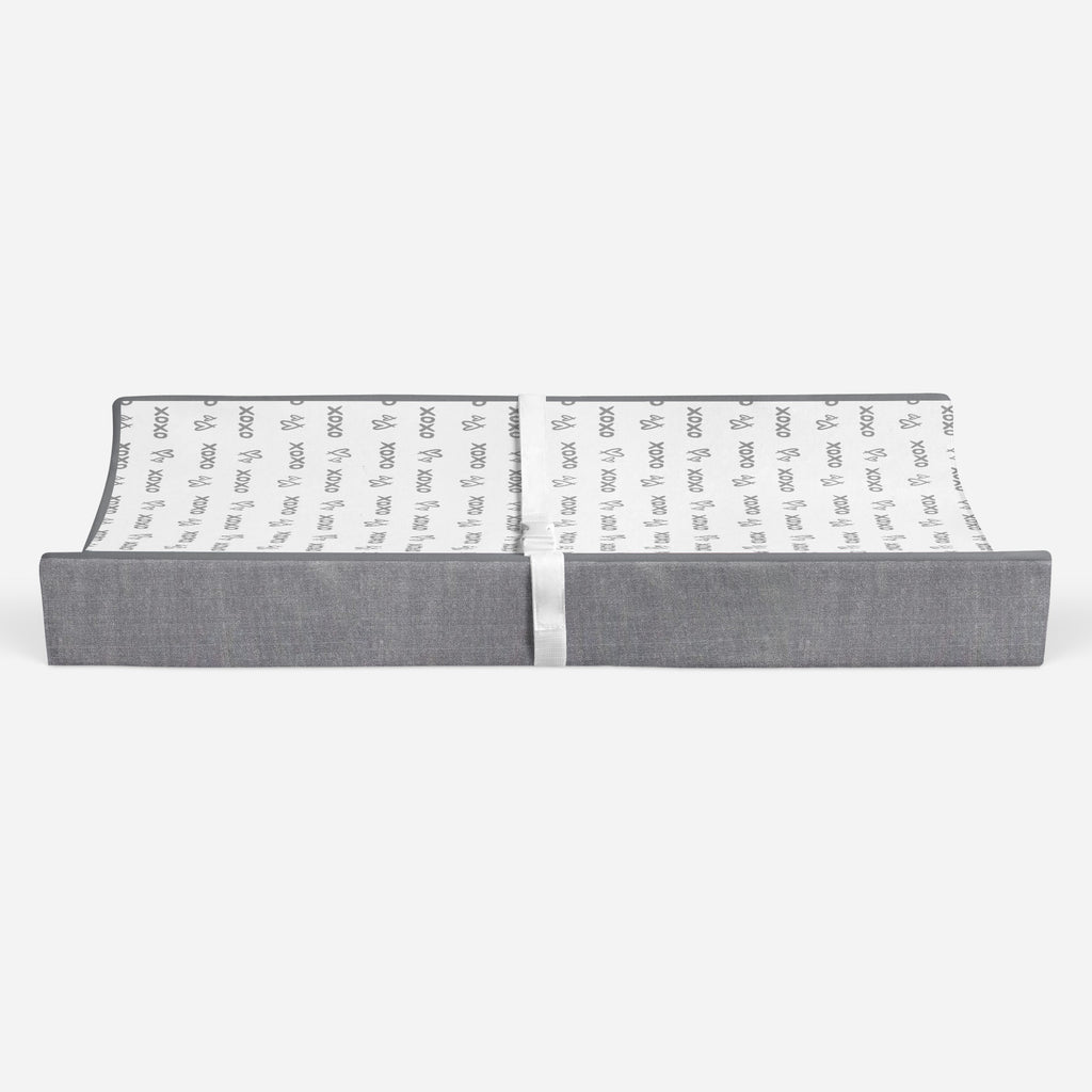 Love Aztec Grey/Silver Neutral Quilted Changing Pad Cover - Bacati - Changing pad cover - Bacati