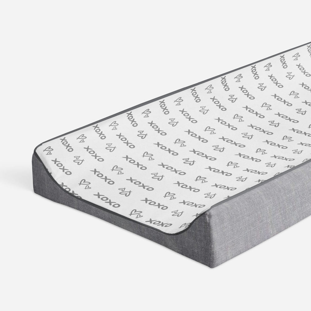 Love Aztec Grey/Silver Neutral Quilted Changing Pad Cover - Bacati - Changing pad cover - Bacati