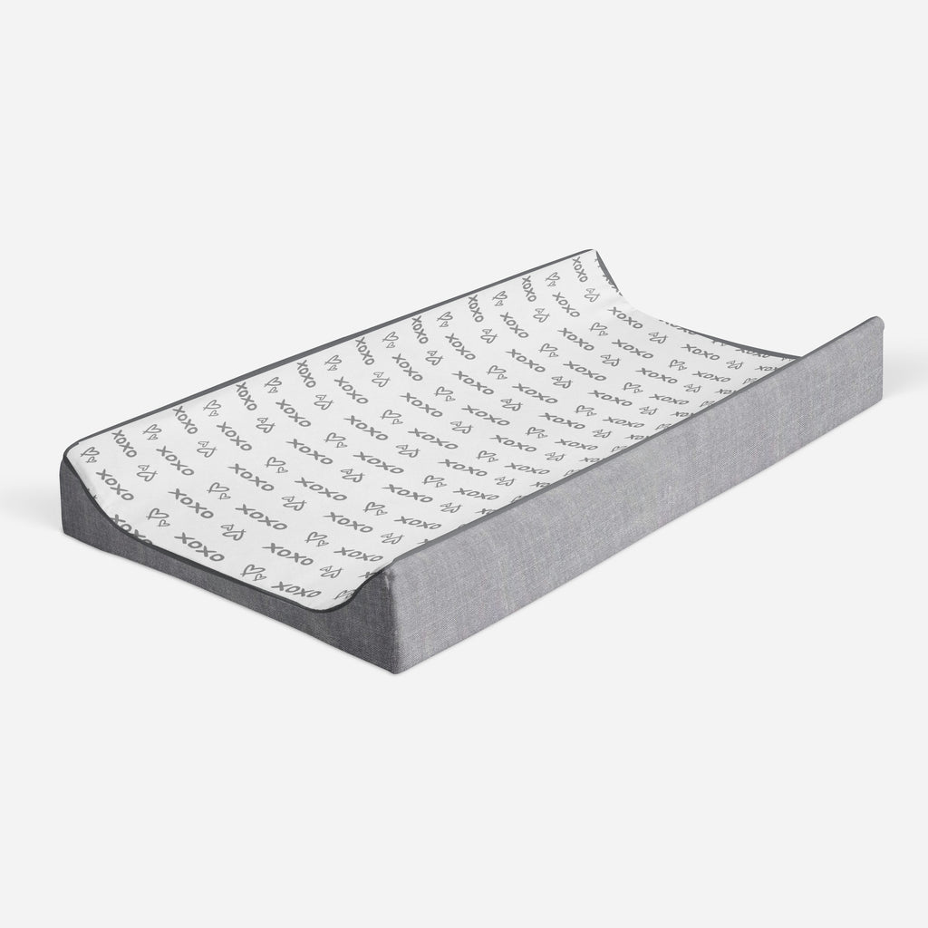 Love Aztec Grey/Silver Neutral Quilted Changing Pad Cover - Bacati - Changing pad cover - Bacati