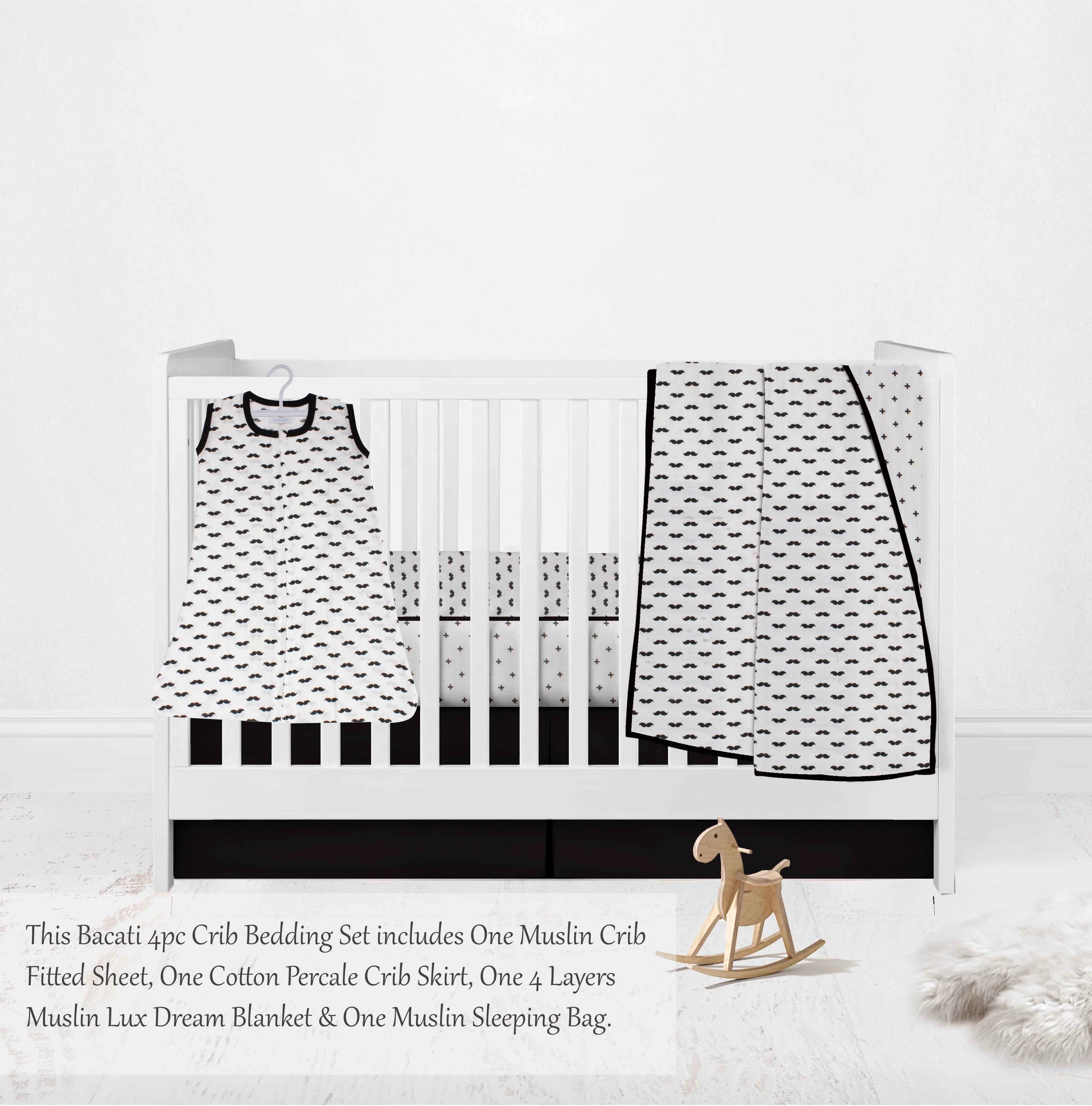 Mustache crib bedding deals set