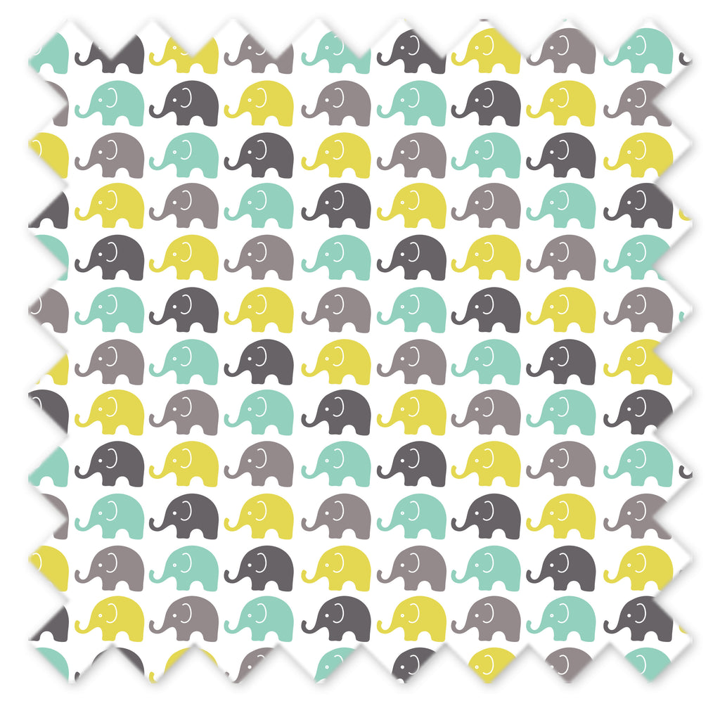 Elephants Mint/Yellow/Grey Window Curtain Panel/Valance - Bacati - Curtain Panel - Bacati