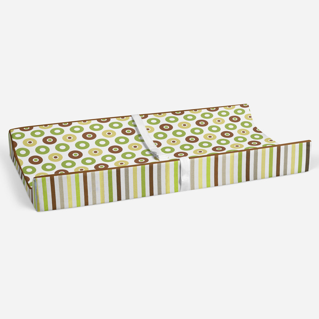 Mod Dots/Stripes Green/Yellow/Beige/Brown Neutral Quilted Changing Pad Cover - Bacati - Changing pad cover - Bacati