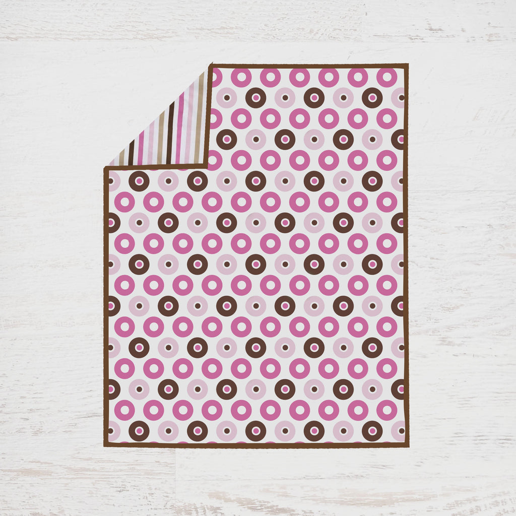 Bacati - Dots & Stripes Pink/Chocolate 4 Piece