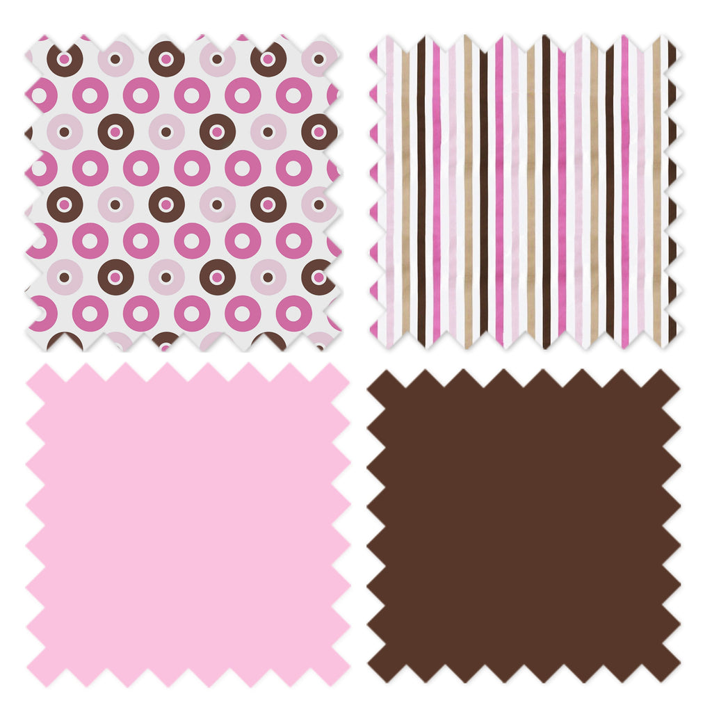 Mod Dots Stripes Pink/Beige/Chocolate Girls Crib Bedding Set - Bacati - Crib Bedding Set - Bacati