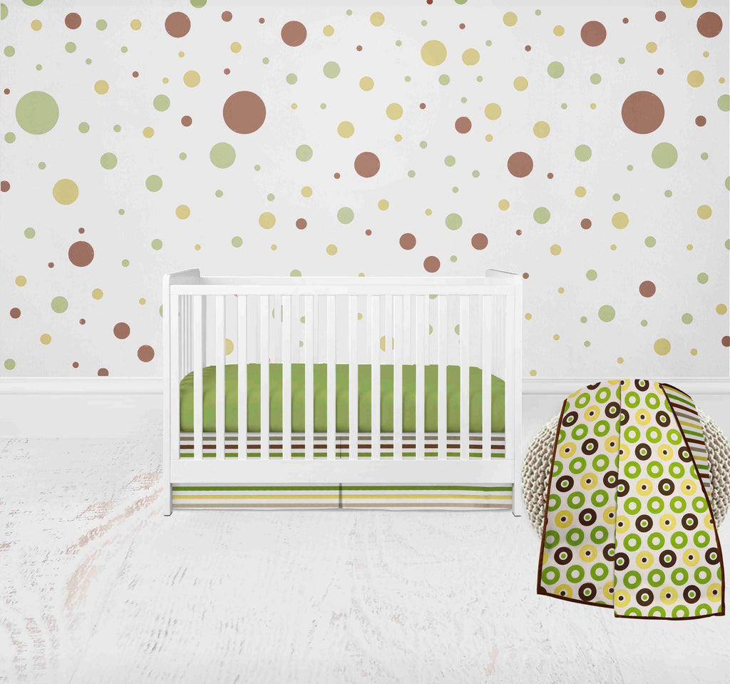 Mod Dots Stripes Green/Yellow/Chocolate Neutral Crib Bedding Set - Bacati - Crib Bedding Set - Bacati