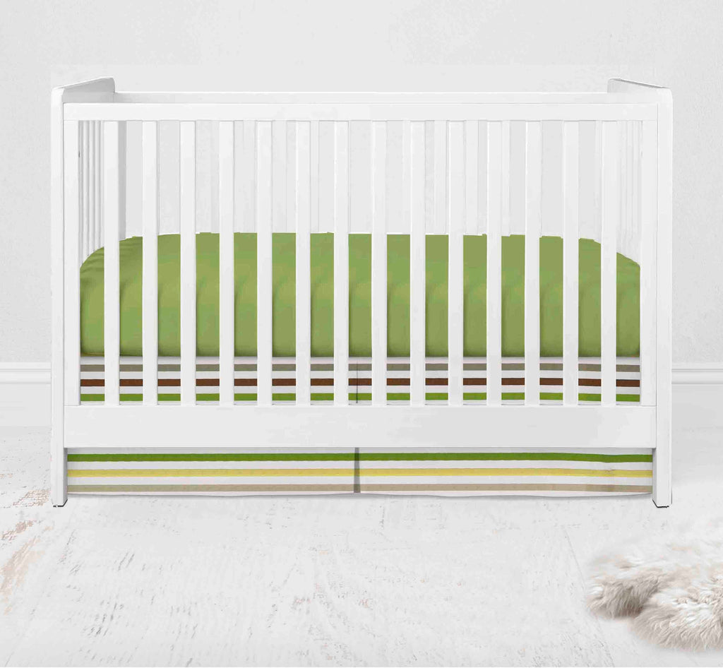 Mod Dots Stripes Green/Yellow/Chocolate Neutral Crib Bedding Set - Bacati - Crib Bedding Set - Bacati