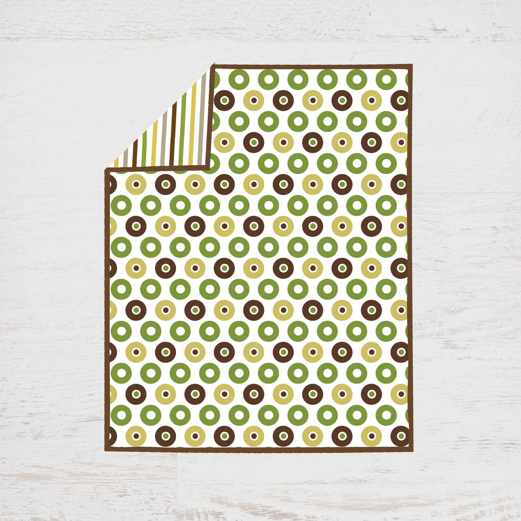 Mod Dots Stripes Green/Yellow/Chocolate Neutral Crib Bedding Set - Bacati - Crib Bedding Set - Bacati