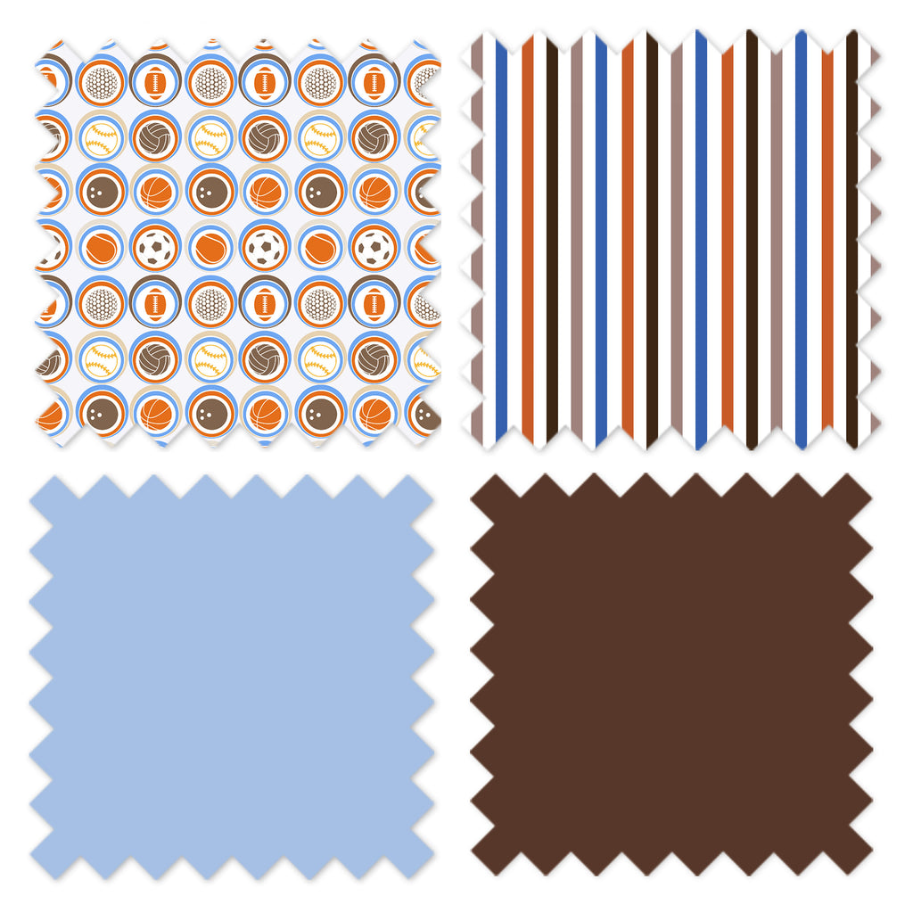 Mod Sports Blue/Orange/Brown Boys Quilted Changing Pad Cover - Bacati - Changing pad cover - Bacati