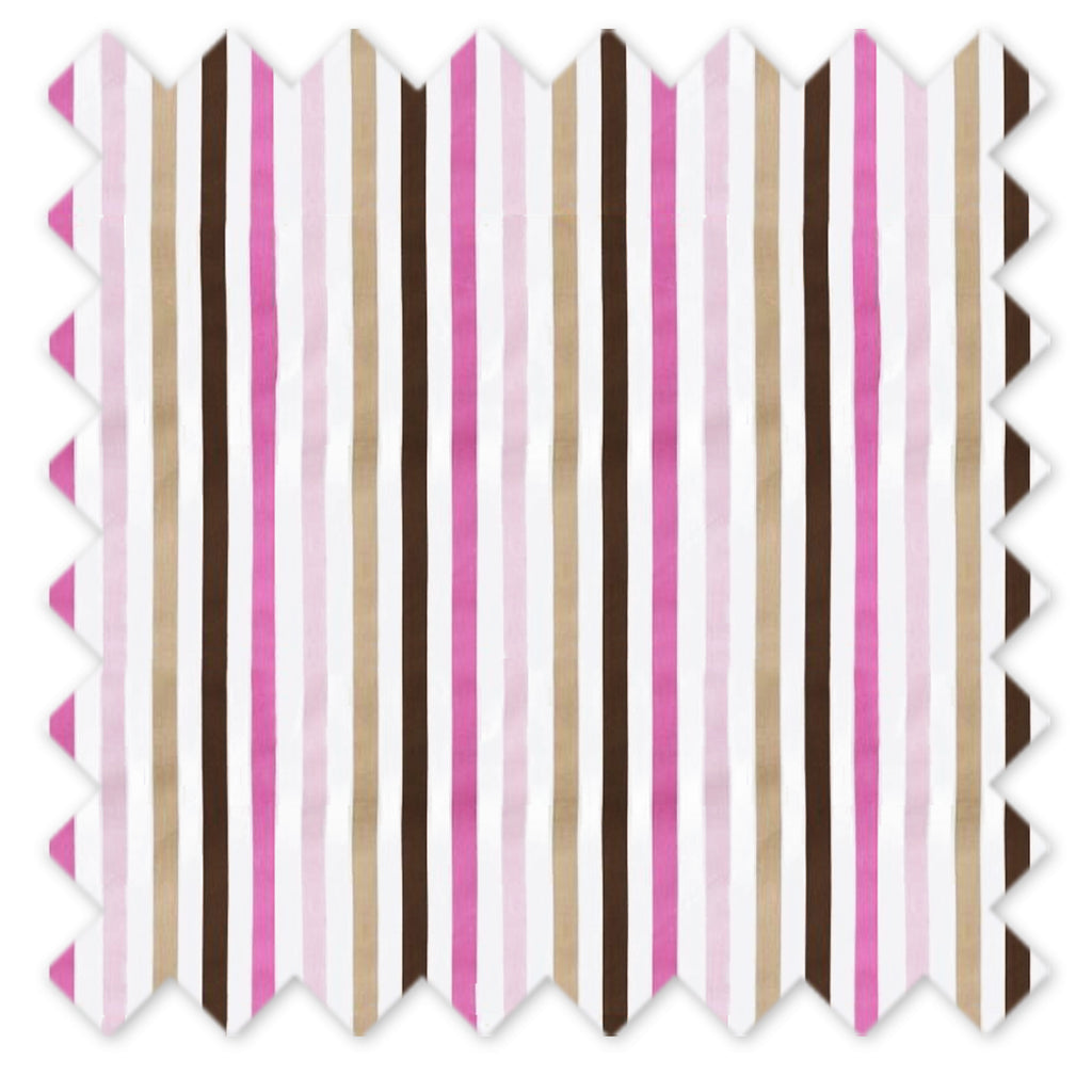 Bacati - Crib or Toddler Bed Fitted Sheet 100% Cotton Percale, Mod Dots/Stripes, Pink/Fuchsia/Beige/Brown - Bacati - Crib/Toddler Fitted Sheet - Bacati