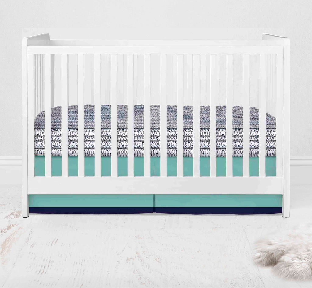 Tribal Noah Mint/Navy Boys Crib Bedding Set - Bacati - Crib Bedding Set - Bacati