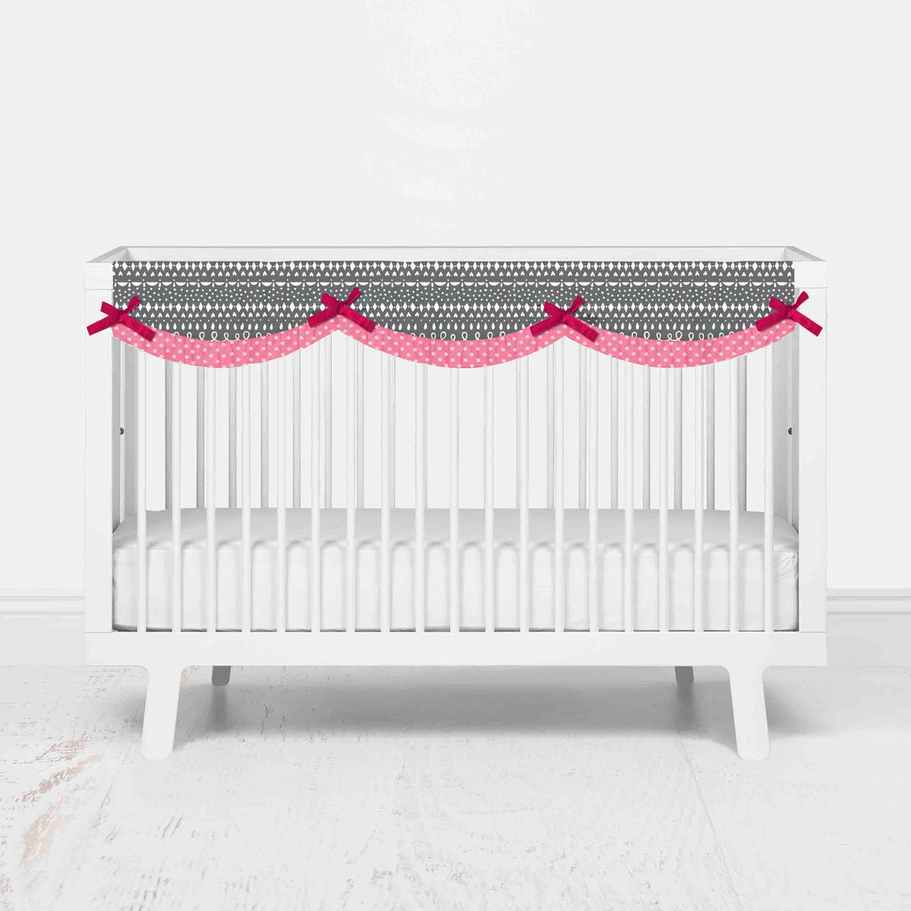 Bacati - Crib Rail Guard Covers with Safety Padding, Owls in the Woods Pink/Grey - Bacati - Crib Rail Guard - Bacati