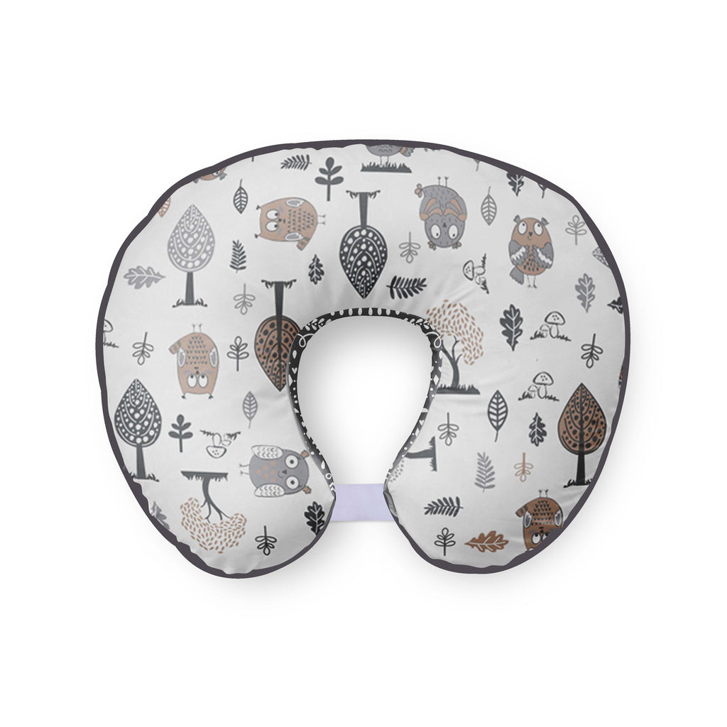 3 pc Nursing/Feeding Pillow Set Owls in the Woods Beige/Grey - Bacati - Nursing Pillow - Bacati