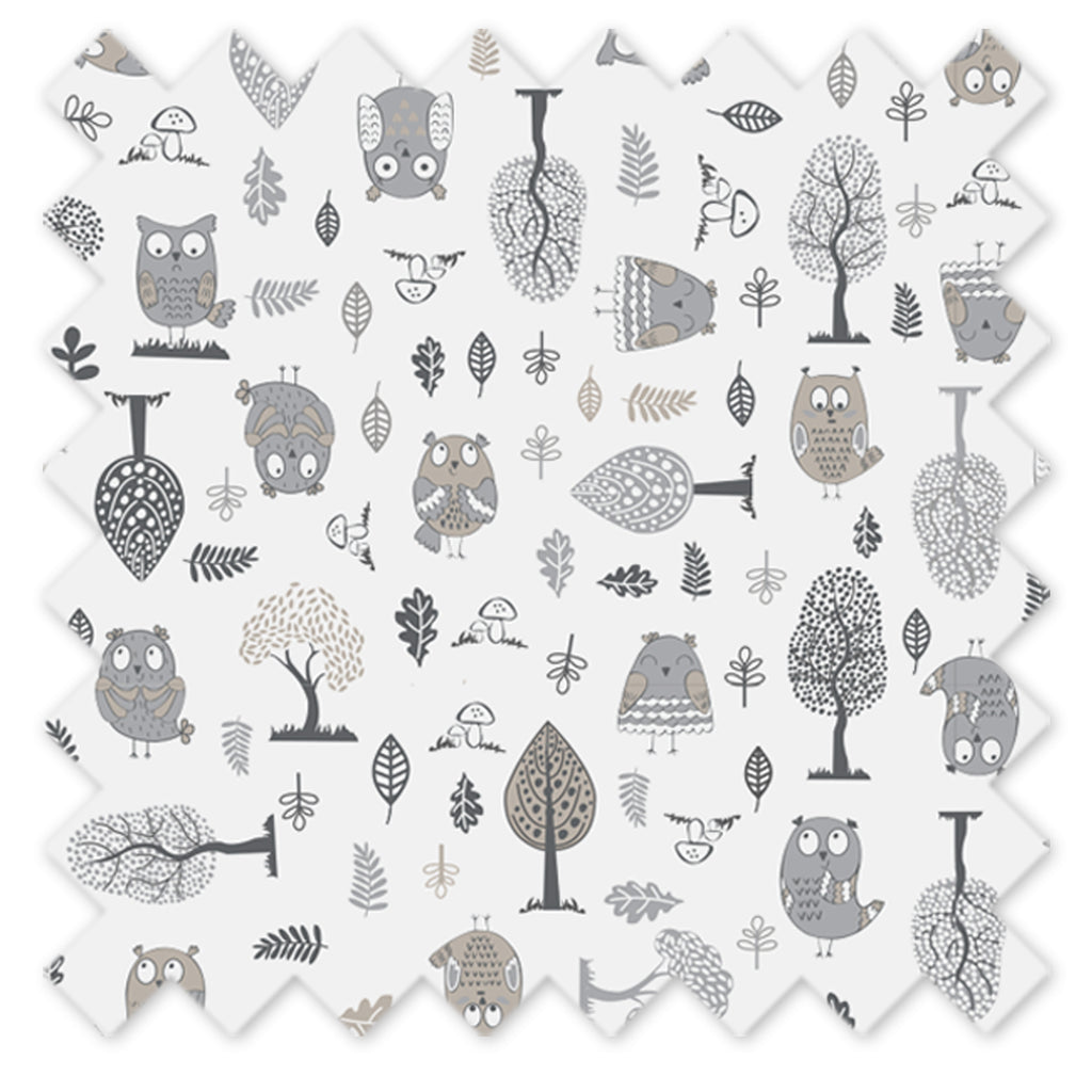 Owls in the Woods Beige/Grey Window Curtain Panel/Valance - Bacati - Curtain Panel - Bacati