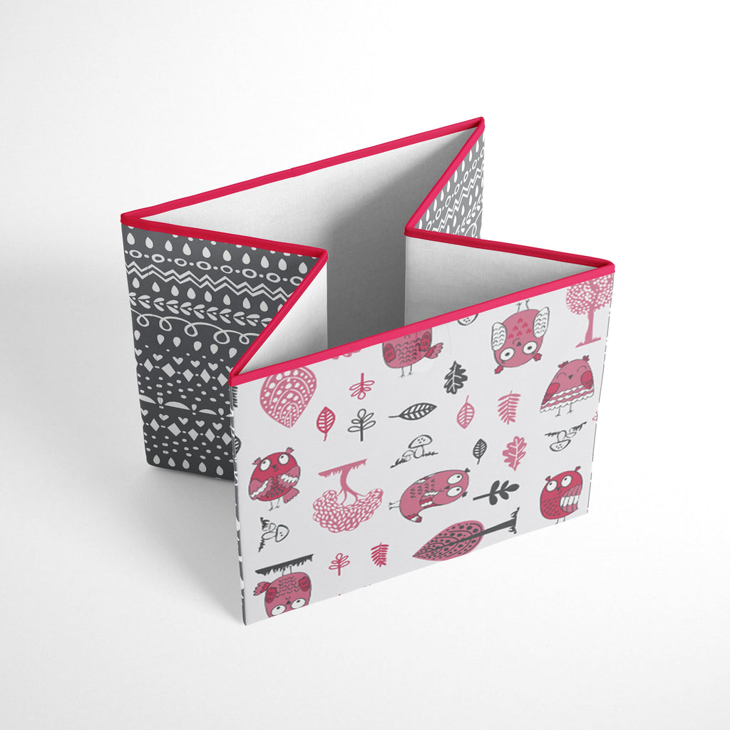 Bacati - Owls in the Woods Nursery Storage Items, Pink/Grey - Bacati - Nursery/Kids Storage - Bacati