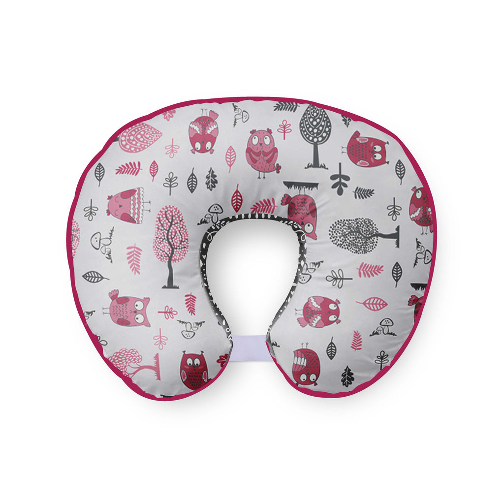 3 pc Nursing/Feeding Pillow Set Owls in the Woods Pink/Grey - Bacati - Nursing Pillow - Bacati