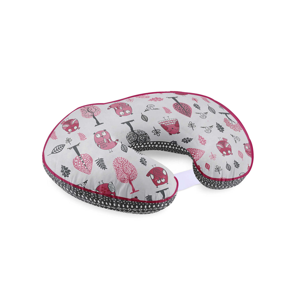 3 pc Nursing/Feeding Pillow Set Owls in the Woods Pink/Grey - Bacati - Nursing Pillow - Bacati