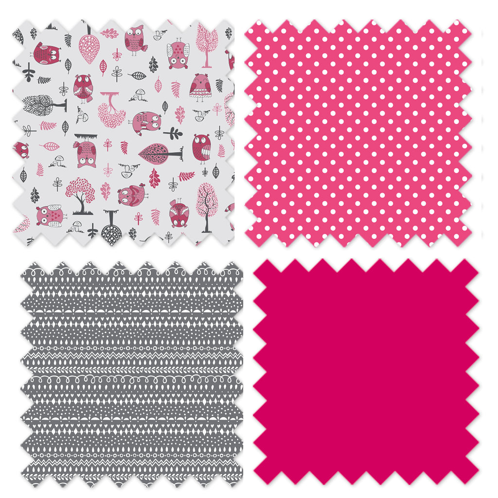 Owls in the Woods Pink/Grey Girls Crib Bedding Set - Bacati - Crib Bedding Set - Bacati