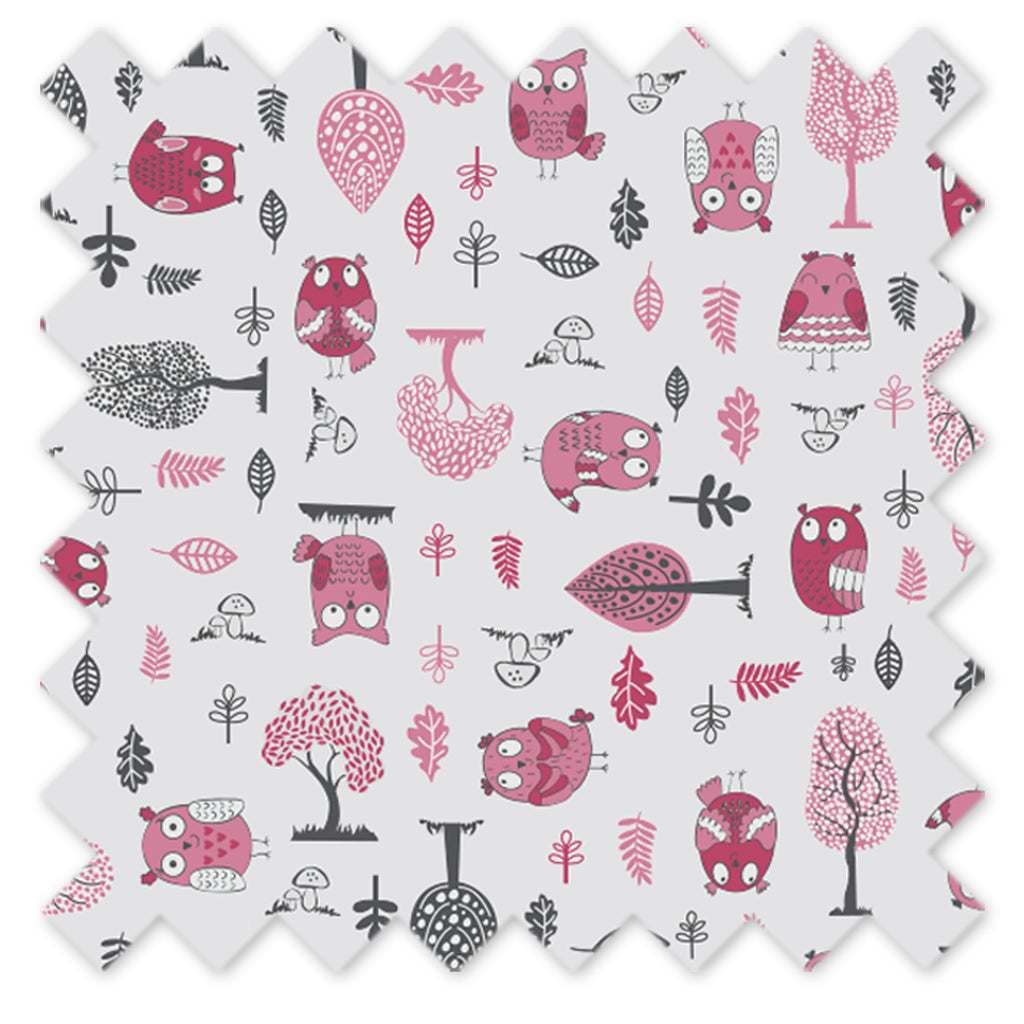 Bacati Owls in the Woods Teepee Tent for Kids/Toddlers, 100% Cotton Percale Fabric Cover, Pink/Grey - Bacati - Tee Pee - Bacati