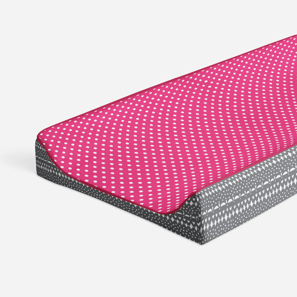 Owls in the Woods Pink/Grey Quilted Changing Pad Cover - Bacati - Changing pad cover - Bacati