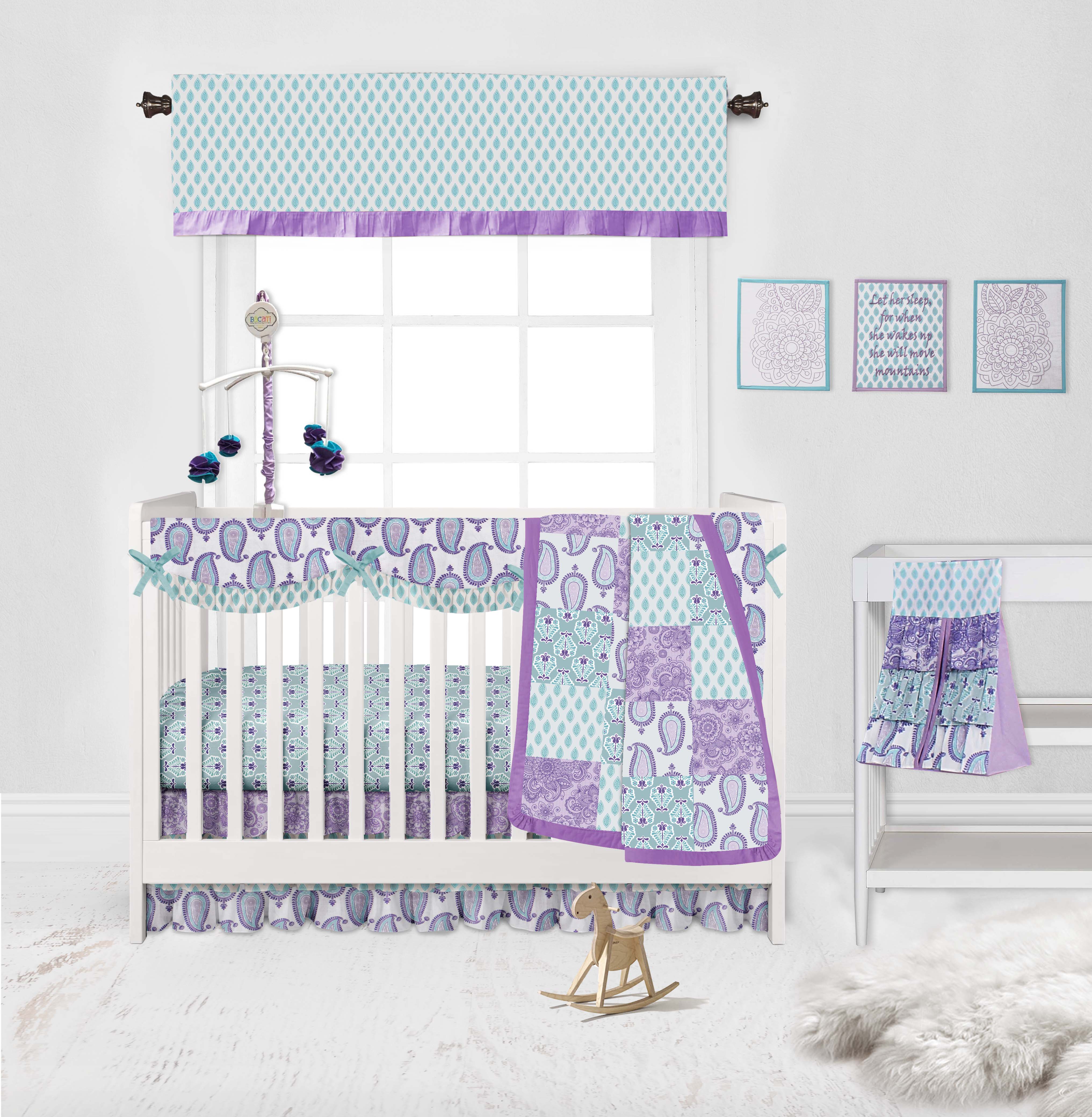 Purple and sales gray baby bedding