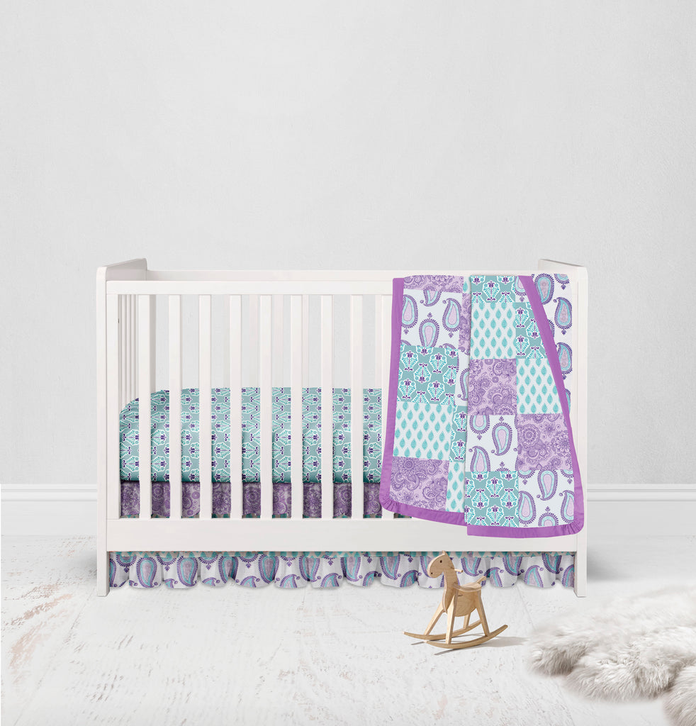 Paisley Isabella Lilac/Purple/Aqua Girls Crib Bedding Set - Bacati - Crib Bedding Set - Bacati
