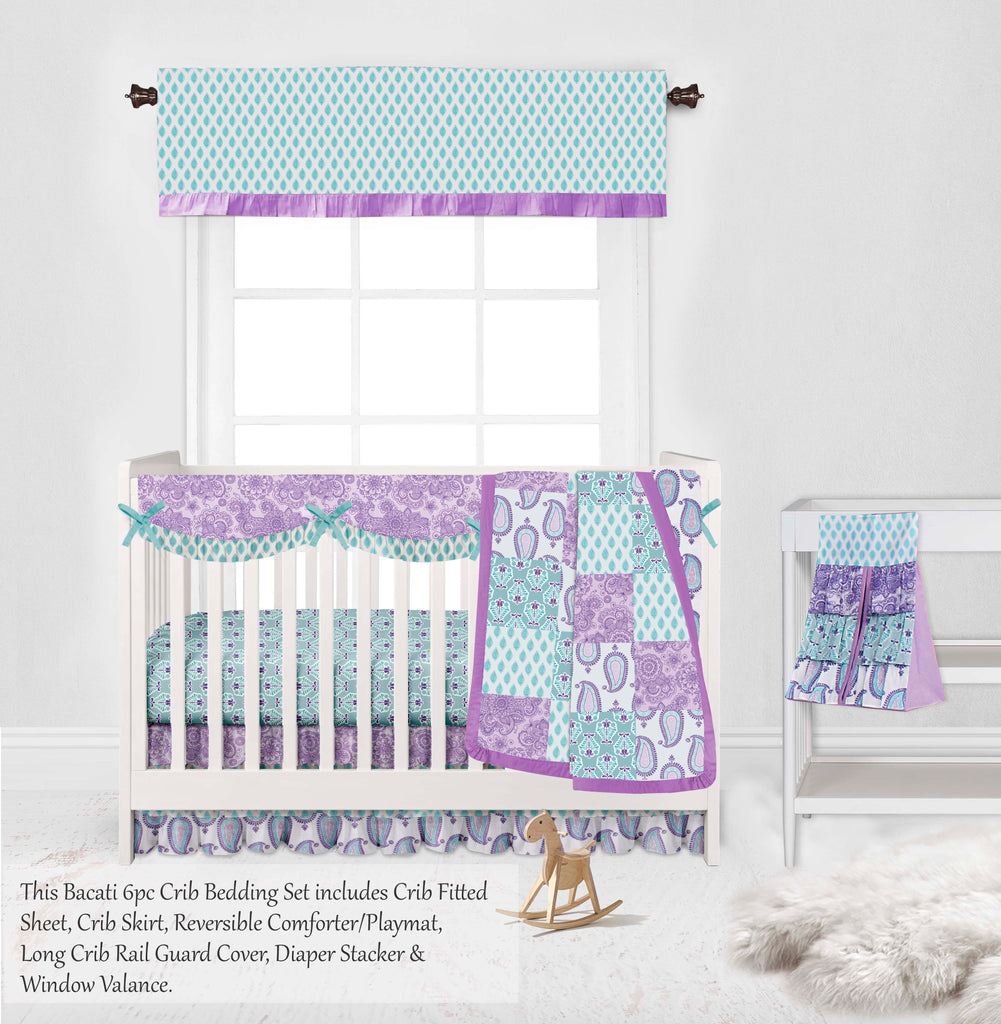 Paisley Isabella Lilac/Purple/Aqua Girls Crib Bedding Set - Bacati - Crib Bedding Set - Bacati