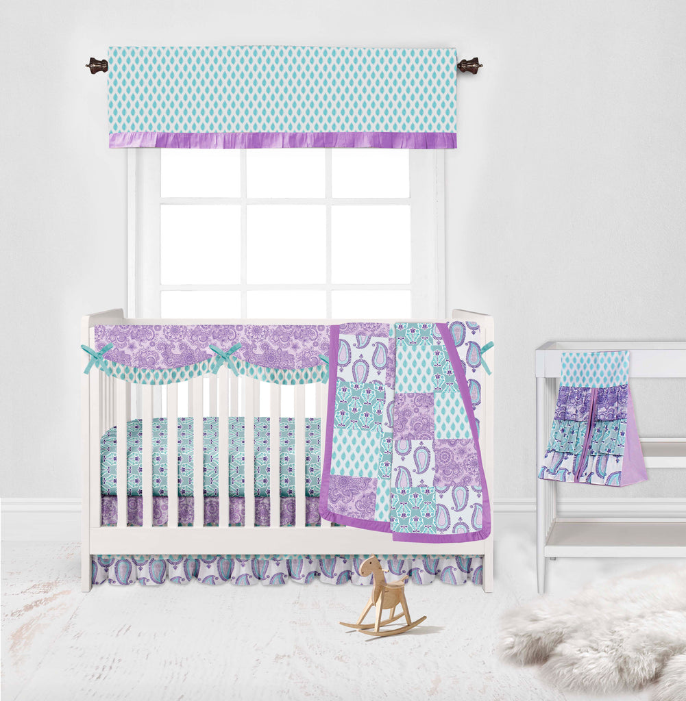 Paisley Isabella Lilac/Purple/Aqua Girls Crib Bedding Set - Bacati - Crib Bedding Set - Bacati